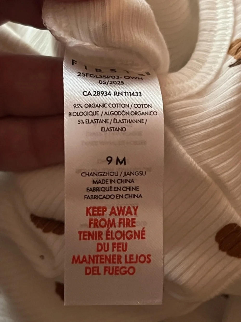 New - Firsts by Petit Lem Cream Pumpkin-Print Footed Onesie